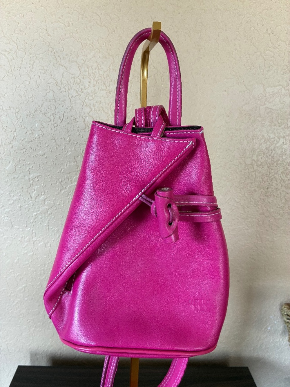 Greca Leather Hot Pink Mini sling/backpack